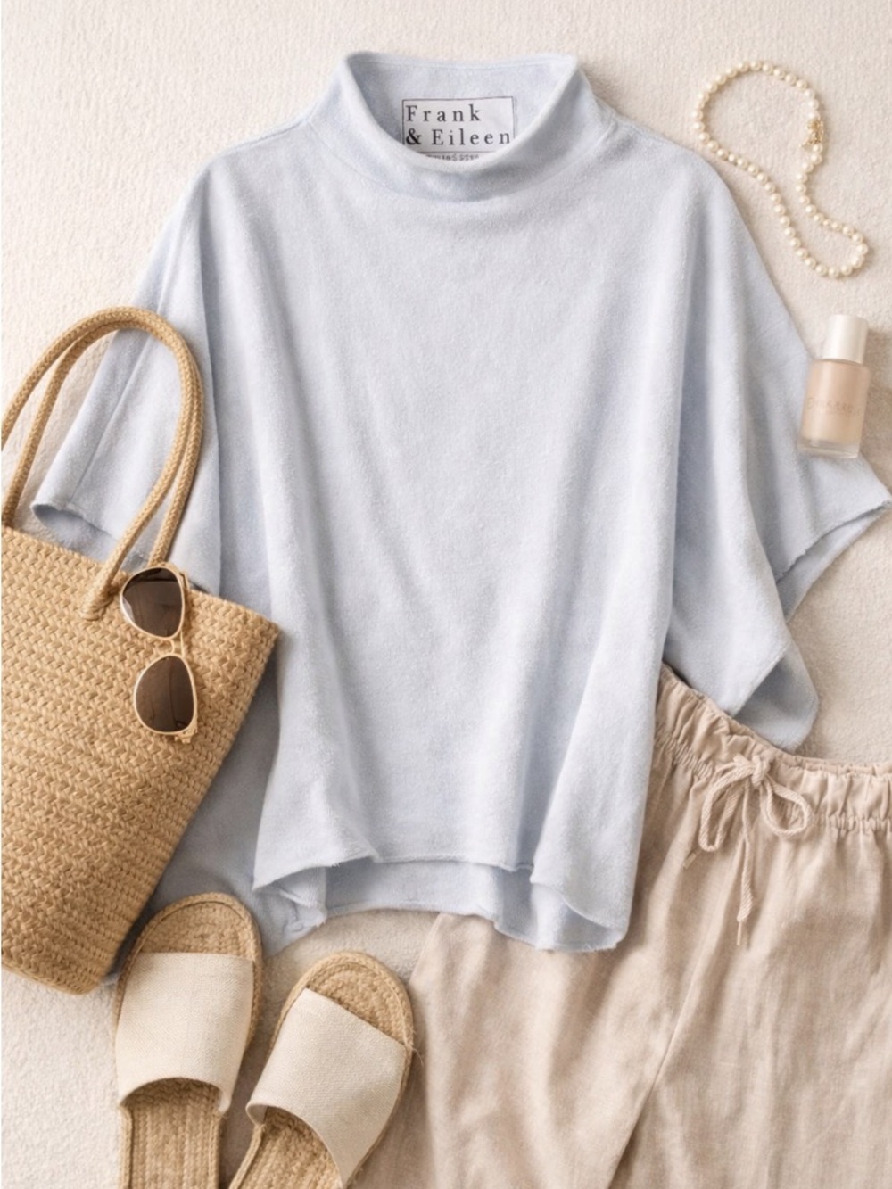 Frank & Eileen | Audrey Funnel Neck Capelet | Light Blue Terry | OS - Picture 2 of 6